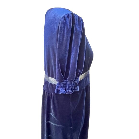 Topshop Women’s Velvet Lace Trim Mini Dress Black Short Sleeve Size 10 US - Picture 6 of 13